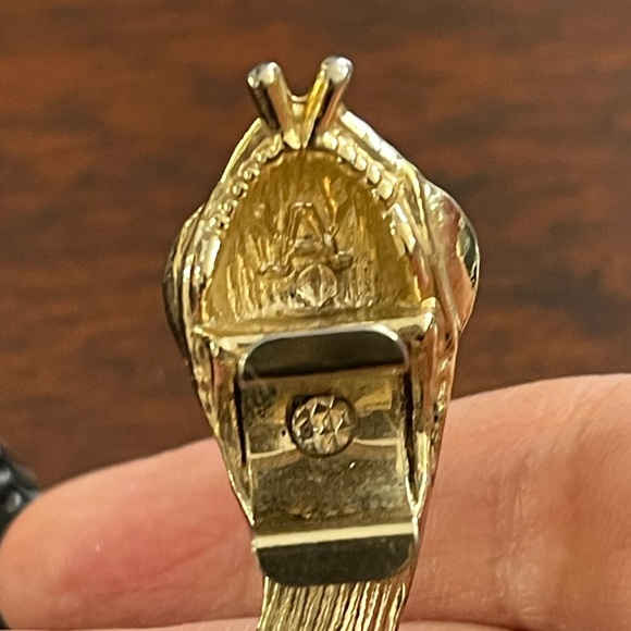 Signed DL Auld exotic golden snake head & tail black shiny mesh necklace - Picture 7 of 9